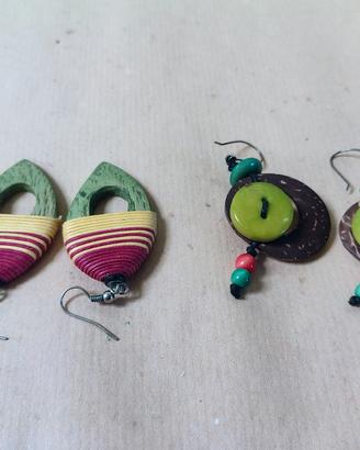 Orecchini artigianali boho chic in cocco e perline