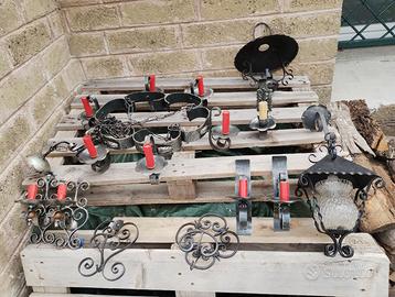 Lampadario, applique e attaccapanni ferro battuto