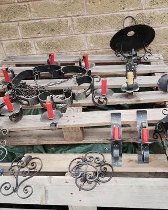 Lampadario, applique e attaccapanni ferro battuto