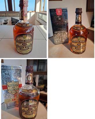 3 bottiglie whisky Chivas Regal, vintage anni '80