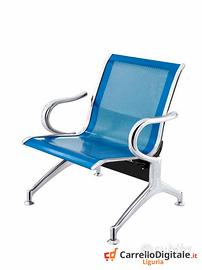 Panca per sala attesa 1 posto in acciaio Blu