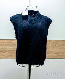 Gilet Zara Maglia Blu Marino Alpaca M,Zara