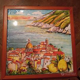 Mattonella dipinta a mano ceramica