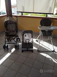 Passeggino + seggiolone + sdraietta/dondolo bambin