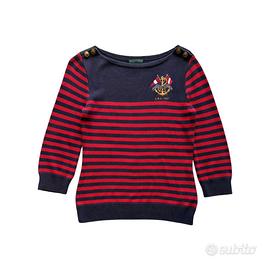 Pullover Polo Ralph Lauren Donna M righe Blu Rosso