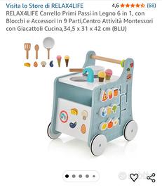 Carrello primi passi in legno 6 in 1