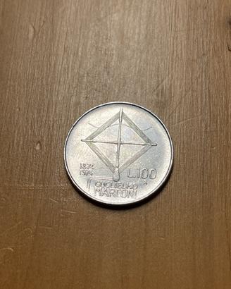 Moneta 100 lire centenario Guglielmo Marconi