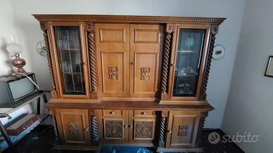 Mobile Credenza Cristalliera in Legno con Colonne