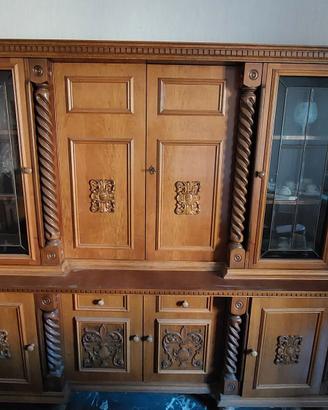 Mobile Credenza Cristalliera in Legno con Colonne