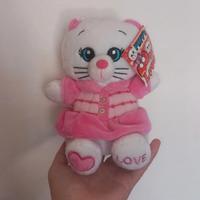Peluche gattino bianco e rosa Nuovo 