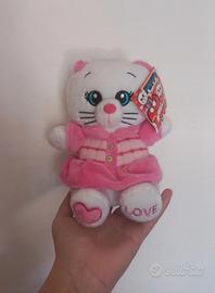 Peluche gattino bianco e rosa Nuovo 