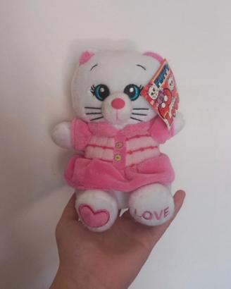 Peluche gattino bianco e rosa Nuovo 