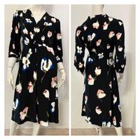 MASSIMO DUTTI Abito nero fantasia floreale