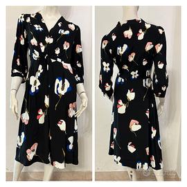 MASSIMO DUTTI Abito nero fantasia floreale