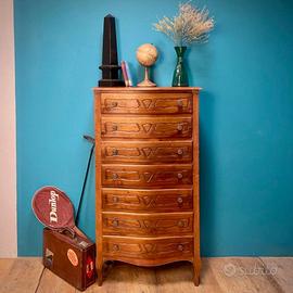 CASSETTIERA SETTIMANALE NOCE MASSICCIO RESTAURATA