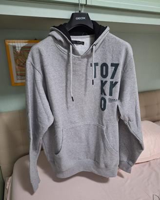 Felpa uomo colore grigio chiaro con cappuccio