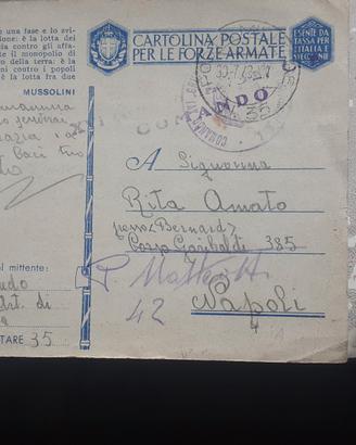 cartolina franchigia militare 