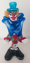 Statuina clown pagliaccio in vetro di murano