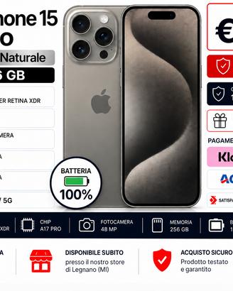 Apple iPhone 15 Pro Titanio Naturale 256 GB