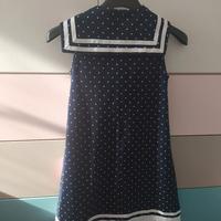 Vestito bambina blu a pois bianchi