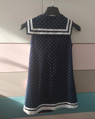 Vestito bambina blu a pois bianchi