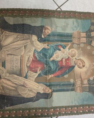 RELIQUIA ARTE SACRA STENDARDO IN TELA  "MADONNA DE