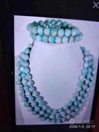 Collana, Amazonite naturale, argento 925