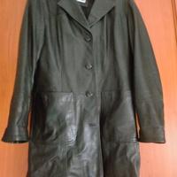 giacca lunga in pelle da donna