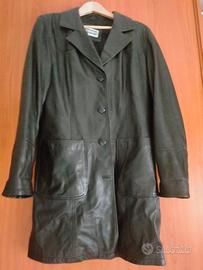 giacca lunga in pelle da donna