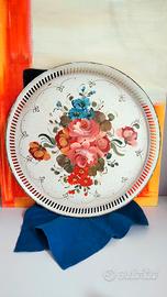 Vassoio metallo rotondo Shabby Style 