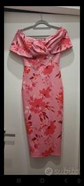 Vestito Midi Rosa a fiori True Violet con risvolto