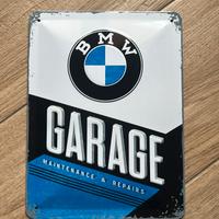 Cartello Vintage BMW Garage 15x20cm in metallo