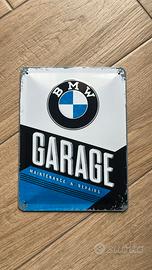 Cartello Vintage BMW Garage 15x20cm in metallo