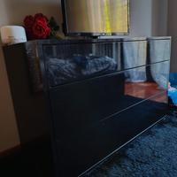 cassettiera e comodini nero laccato