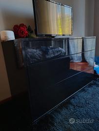 cassettiera e comodini nero laccato