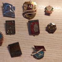 
Collezione set nove spille Unione Sovietica. URSS