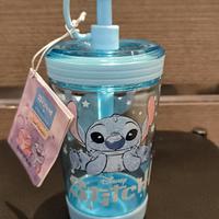 Bicchiere/borraccia con cannuccia Stitch,NUOVA
