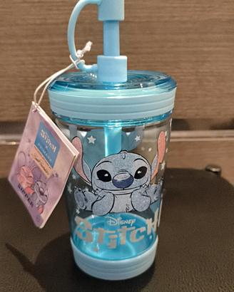 Bicchiere/borraccia con cannuccia Stitch,NUOVA