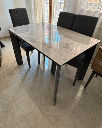 Tavolo da pranzo allungabile marmo/grigio