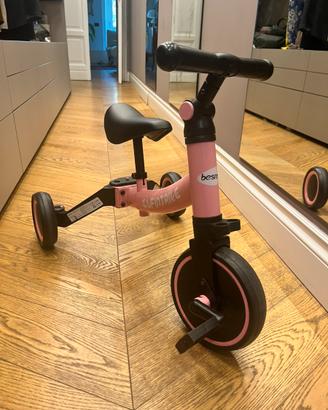 Bici bimba Besrey 3-in-1 rosa - regolabile