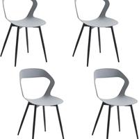 4 Sedie moderne grigie con gambe nere Nuove