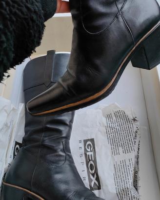 stivali Geox in Vera Pelle - Neri - N. 38