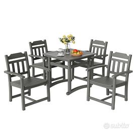 Set da Pranzo da Patio 5 Pezzi in Grigio Chiaro