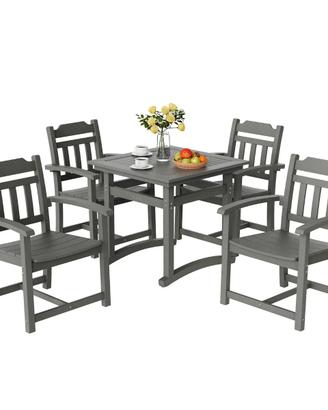 Set da Pranzo da Patio 5 Pezzi in Grigio Chiaro