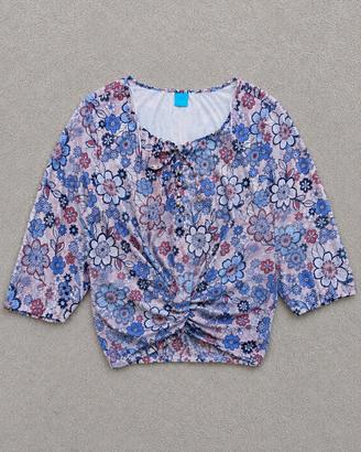 Cool Code Blusa Donna Floreale Bianco Rosa Blu M