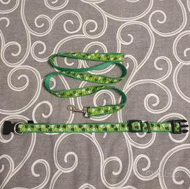 Collare (30-50cm) + guinzaglio (110cm) cane verde