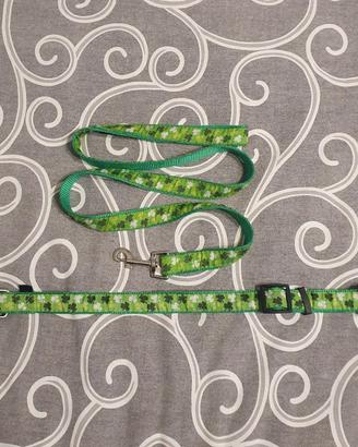 Collare (30-50cm) + guinzaglio (110cm) cane verde
