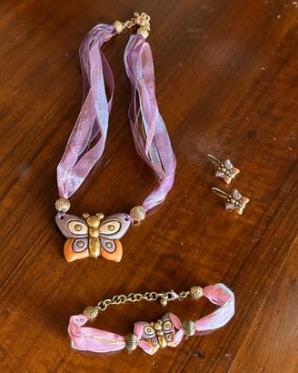 Parure collana, bracciale, orecchini Farfalla Thun
