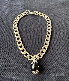 Bracciale argentato acciaio da uomo con su coccu