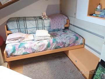 letti singoli libreria mobile scrivania 